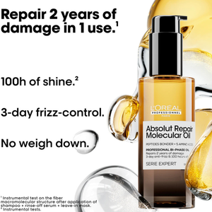 L’Oréal Absolut Repair Molecular hranilno olje za lase za poškodovane lase 90ml