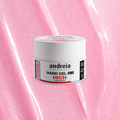 Andreia Hard Gel High Viscosity Glitter Pink gradilni gel za nohte 22g