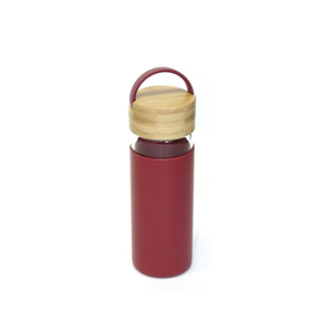 🎁 Estela steklena steklenica za vodo DOMY Bamboo Red - darilo (100% off)
