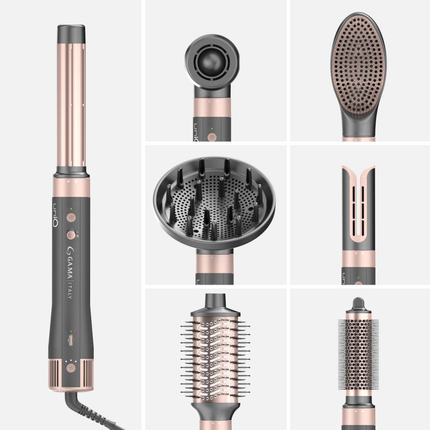 Ga.Ma UniQ Vibrance večnamenski oblikovalec in sušilec las 8v1