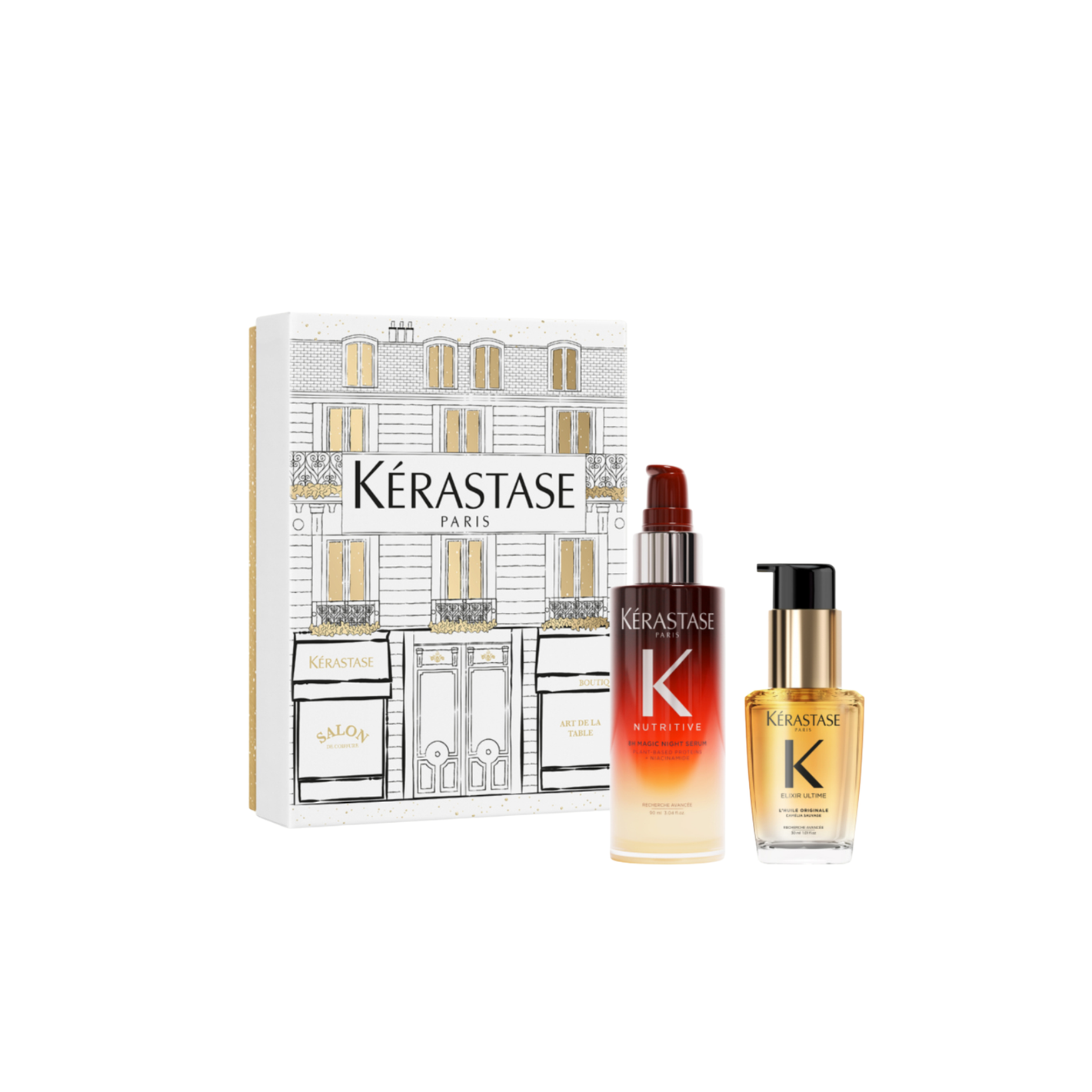 Kérastase Iconics Holiday Box set nočni serum 8H in olje