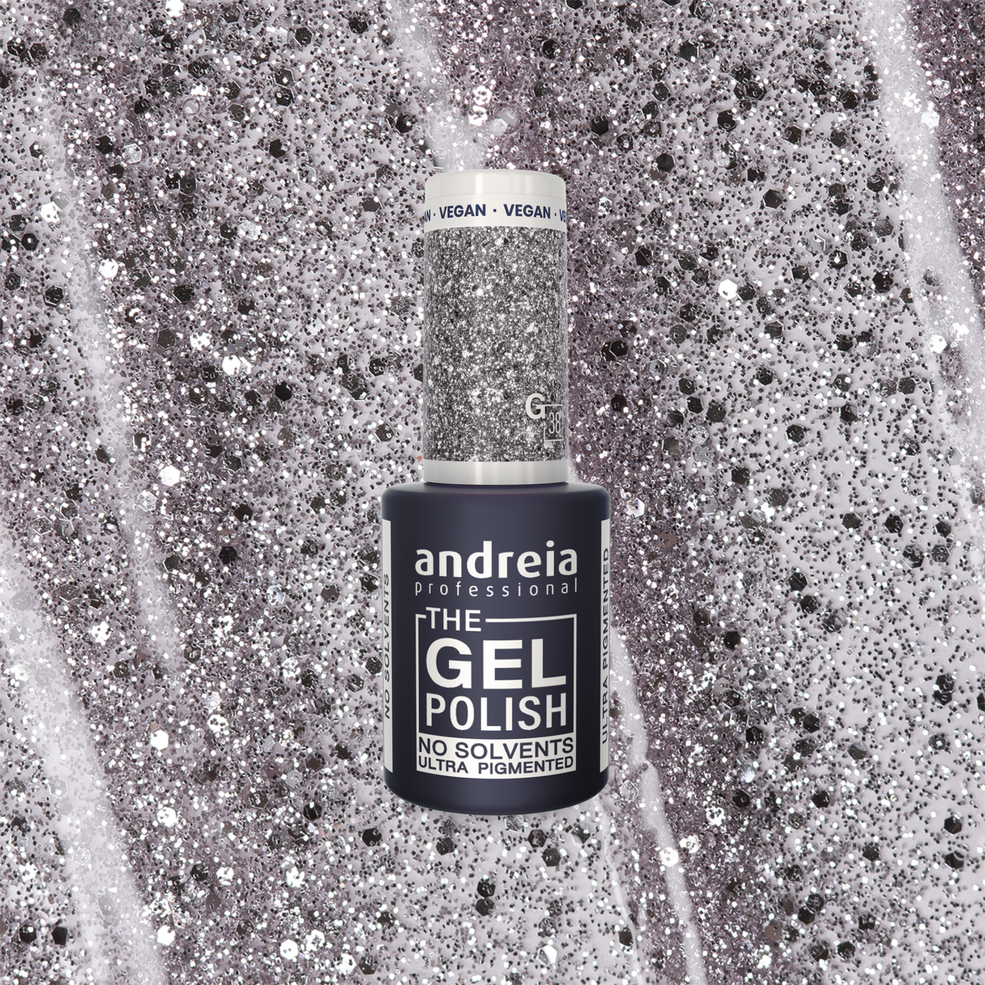 Andreia The Gel Polish G38 - Silver Glitter - veganski permanentni lak za nohte 10,5ml