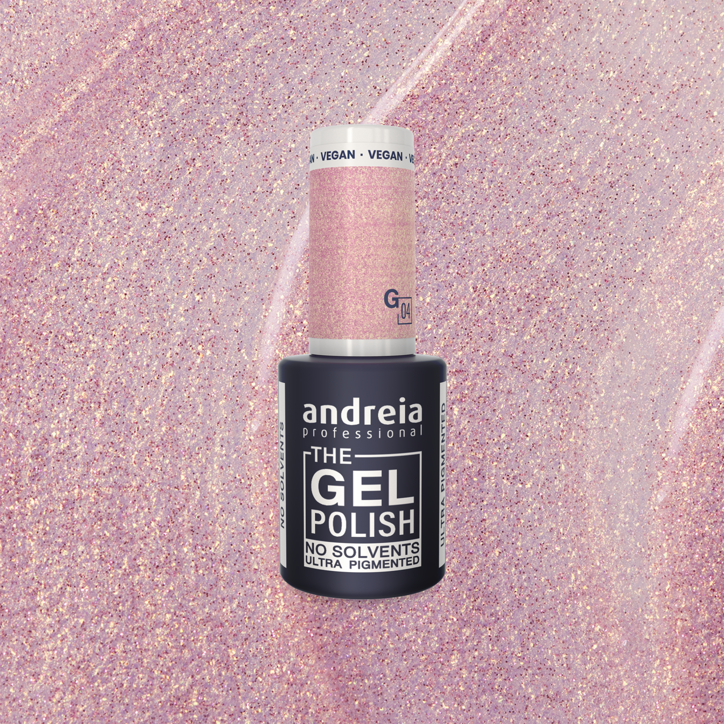 Andreia The Gel Polish G04 - Pink and Gold Glitter - veganski permanentni lak za nohte 10,5ml