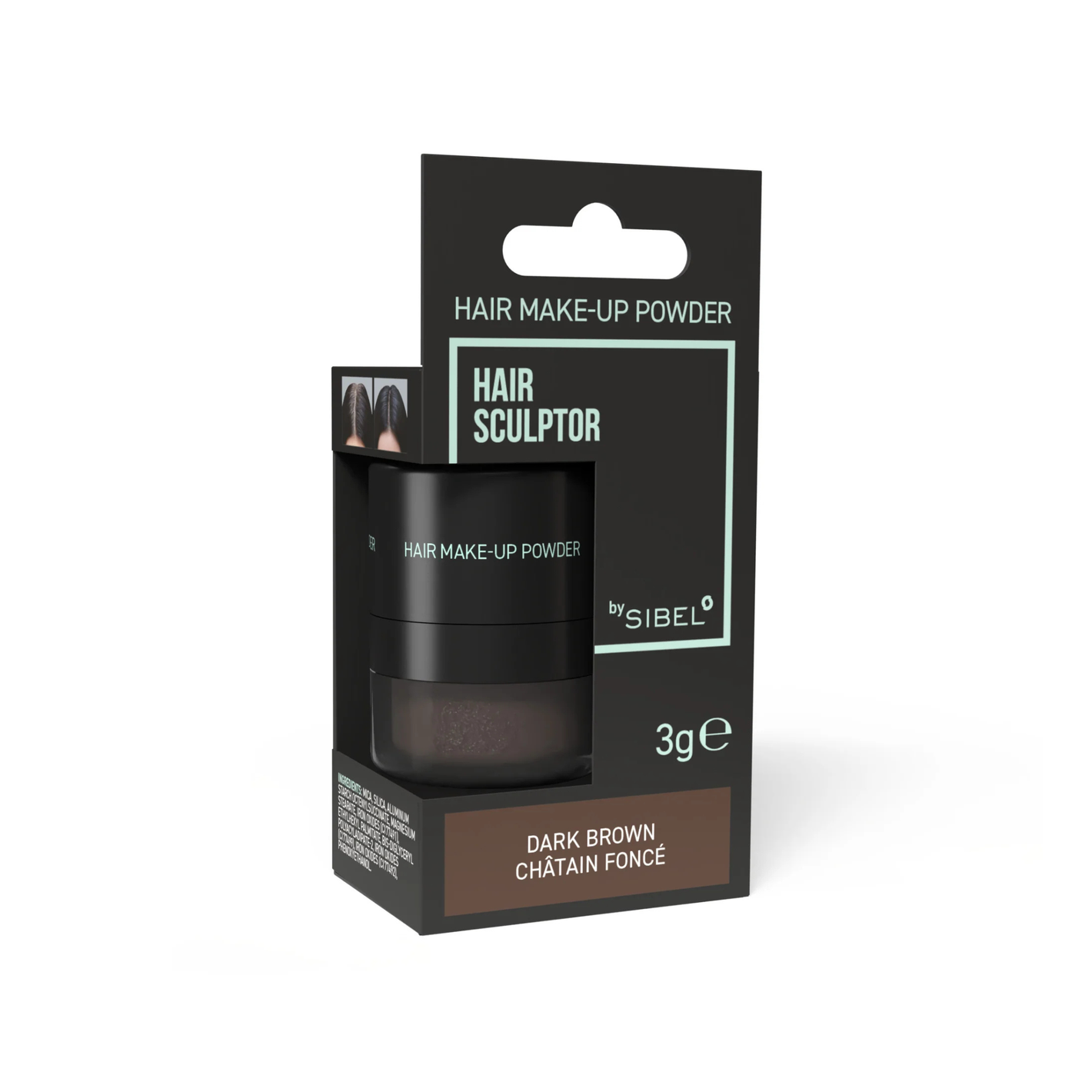 Sibel puder za prekrivanje sivih las in narastka 3g - dark brown